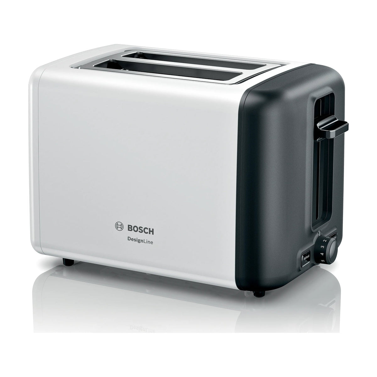 Tostador Bosch TAT3P421 DesignLine de 2 ranuras y 970 W, blanco